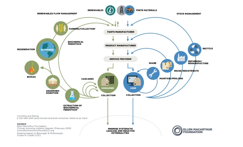 Het ‘butterfly-model’ van de Ellen MacArthur Foundation (vlindermodel)